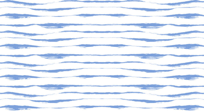 Blue brush stroke horizontal striped pattern with watercolor texture