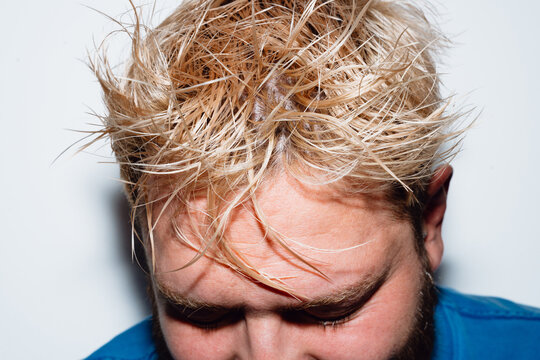 Close Up of Wet Bleached Hair Texture