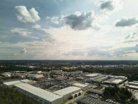 View of Industrial Area From High Above During Daytime Sky