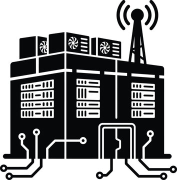 Modern Data Center Building Silhouette