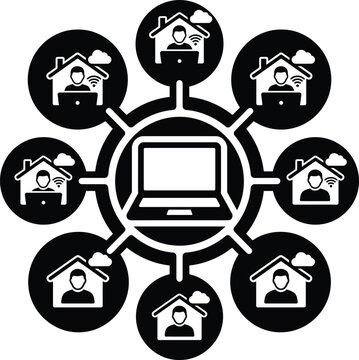 Remote Work Network Silhouette
