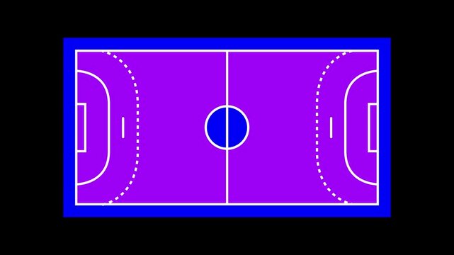 Handball court layout top view sports infographic element 4k motion video