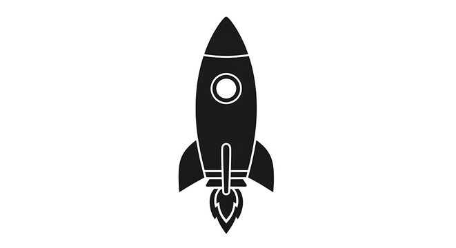 Minimalist rocket icon with transparent background for technology branding and digital design