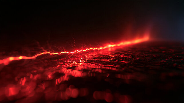 Glowing Red Energy Line on Dark Surface