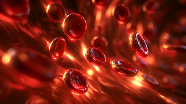 Red Blood Cells Flowing Through Blood Vessel