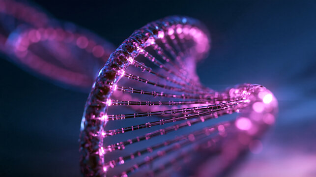 Glowing DNA Double Helix Molecule in Scientific Research