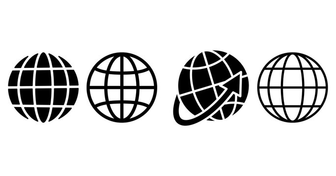 Globe grid icon set. World wide web symbols collection. Vector pictograms for global network, planet Earth, international business, internet domain, communication and user interface design png