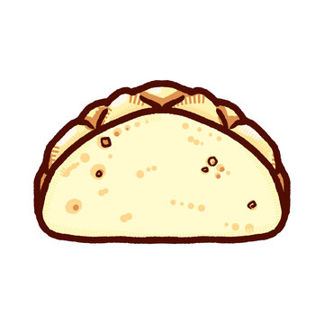 Melonpan Japanese Melon Bread Cross Section Hand Drawn Illustration