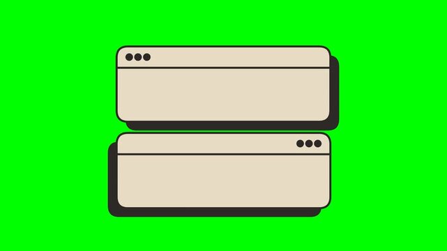 Cartoon Browser Window Bars Animation on Green Screen