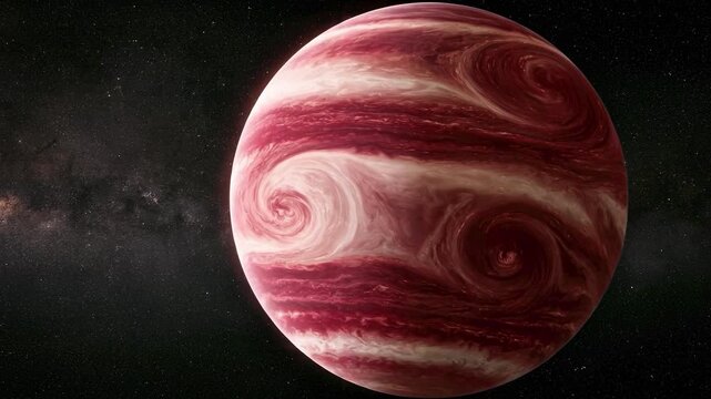Turquoise Gas Giant with a Large Swirling Atmospheric Storm | 4K Video