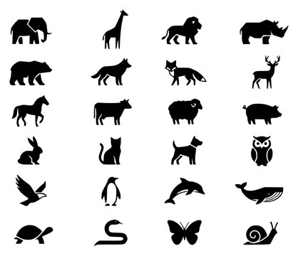 Minimalist vector illustration of 24 black geometric anima set with simple line art design featuring sketches, drawings, vector graphics with minimalist and simple illustrations