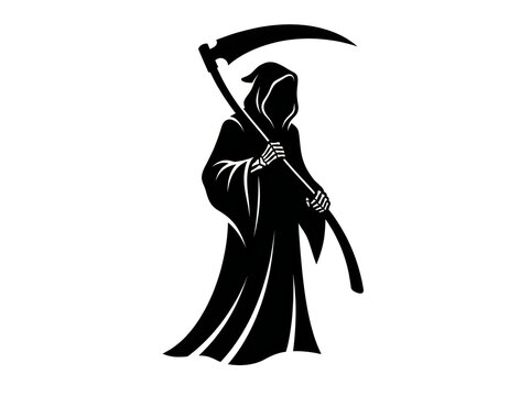 Grim reaper silhouette with scythe icon