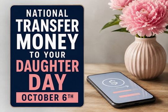 National Transfer Money To Your Daughter Day October 6th Financial Concept