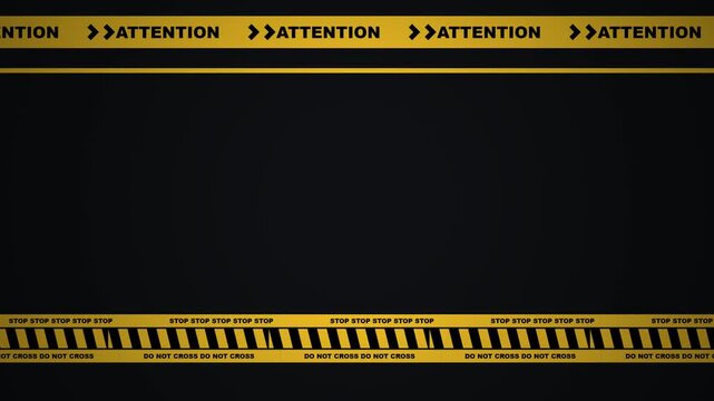 Attention Warning Tape Border on Dark Background