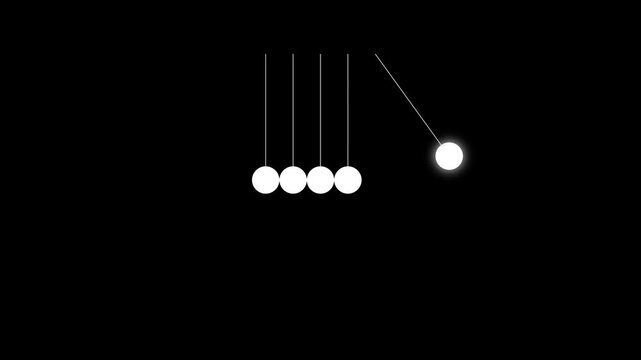 Newtons Cradle Balance Balls Swinging on Black Background Animation