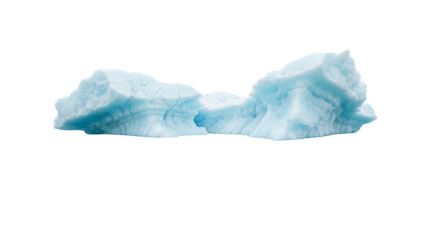 Blue Iceberg Isolated on Black Background, Arctic Glacier Ice Floe Cutout PNG Element for Compositing
