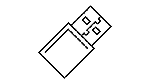 USB Flash Drive Icon: A minimalist outline illustration of a USB flash drive, symbolizing data storage and transfer.