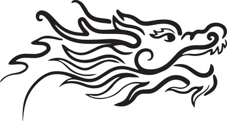 Obraz premium Chinese dragon head in one continuous line drawing. one line art icon drawing