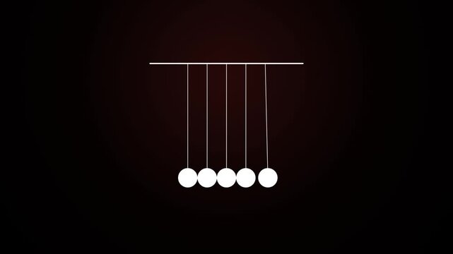 Newton's Cradle Pendulum Balls Swinging Animation on Dark Background