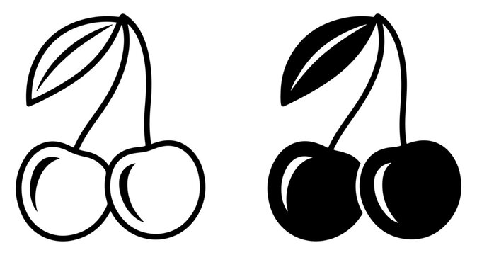 cherry fruit icon outline and filled vector
