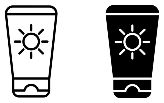 sunscreen tube outline and filled vector icon