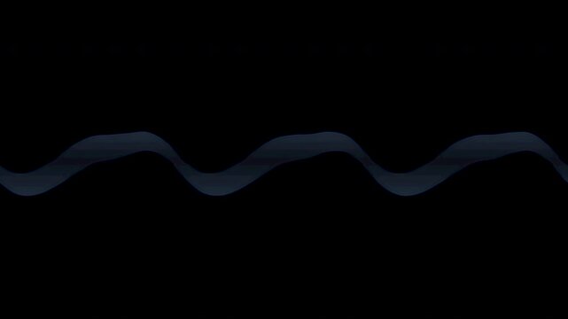 Metallic liquid stream flowing horizontally on a see-through cutout layer with sleek silver reflections for high-tech digital advertising