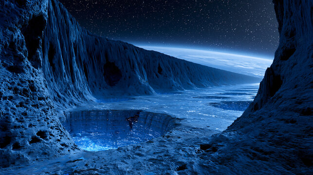 Mysterious Alien Planet With Futuristic Structures and Otherworldly Landscapes