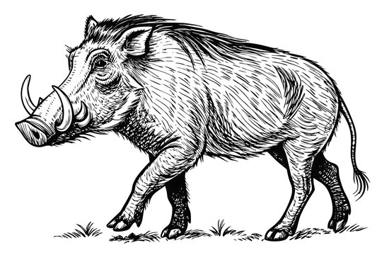 Wild boar walking in a natural setting
