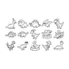 Fototapeta premium Kawaii Dinosaur Vector Collection for Children.