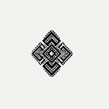 Minimalist Black and White Indonesian Batak Gorga Sitompi Traditional Carving Interlocking Pattern Vector Illustration
