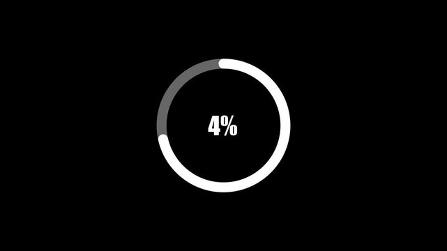 Minimal Circular Progress Loading Animation from 0% to 6% with White Progress Ring on Dark Background