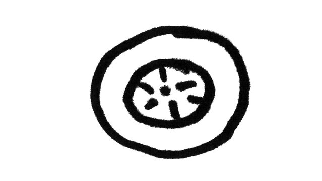 Hand-Drawn Wheel Tire Doodle for Photoshop & Illustrator