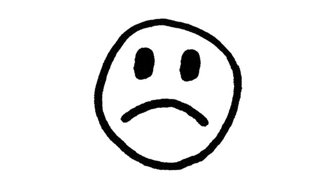 Hand-Drawn Sad Face Emoticon Doodle for Photoshop & Illustrator