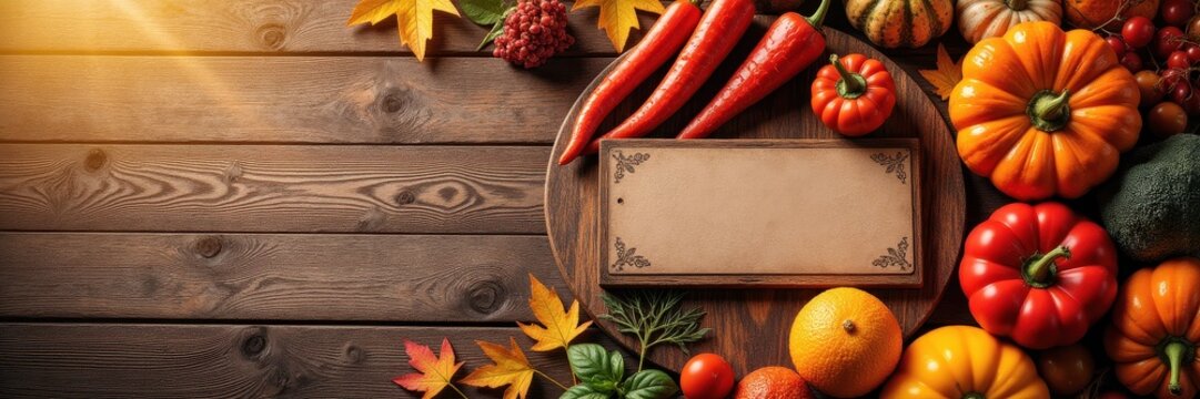 Wooden tray mockup, autumn food branding and seasonal menu design