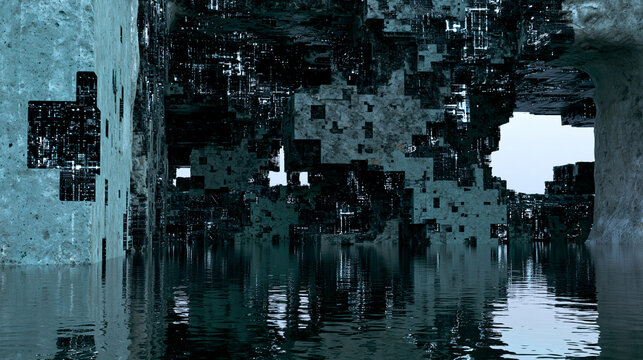 Mysterious Alien Planet With Futuristic Structures and Otherworldly Landscapes