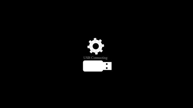 Minimalist usb connecting icon animation with rotating gear for tech interfaces