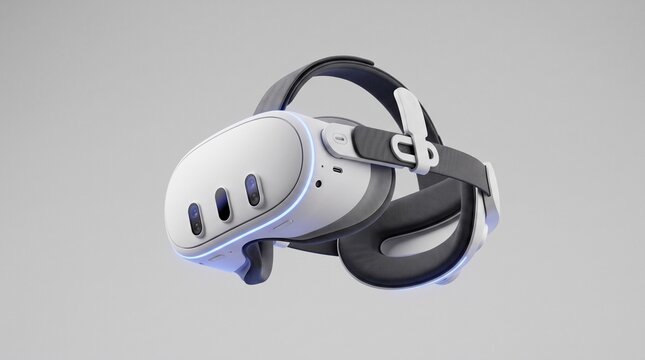 Modern White Virtual Reality Headset for Immersive Digital Gaming and Futuristic Simulation Experience