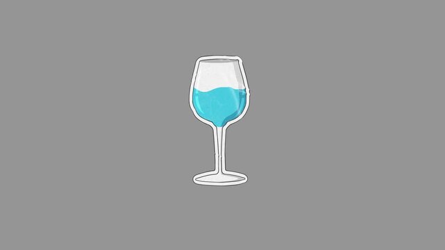 Animated Wine Glass Tilts with Blue Liquid