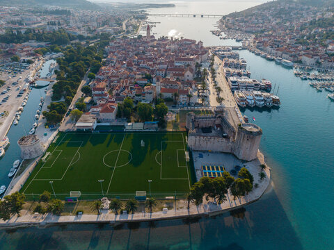 Explore the scenic beauty and charm of Trogir, Croatia from above