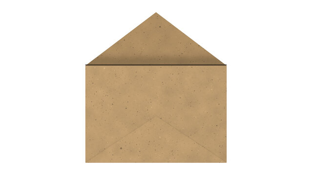Open Brown Kraft Paper Envelope with Lifted Flap Isolated on Transparent Background