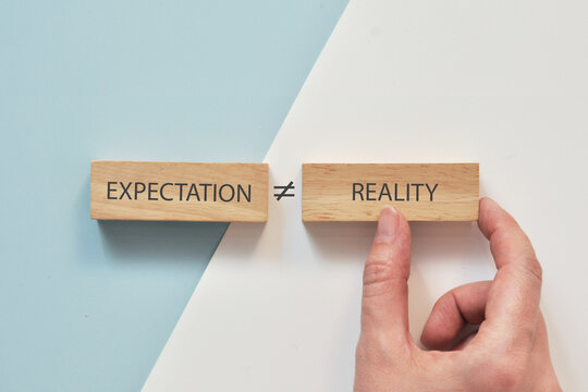 The words &ldquo;expectation&rdquo; and &ldquo;reality,&rdquo; separated by an inequality sign, symbolizing the gap between assumptions and actual results.