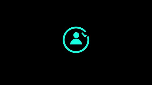 Animated user profile icon with success checkmark for digital interfaces