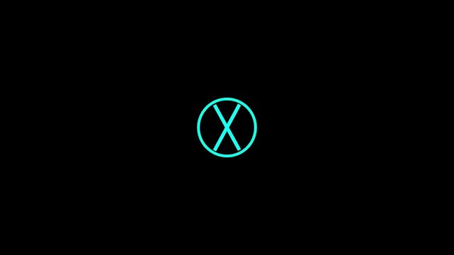 Minimalist cyan loading circle animation with x symbol for ui