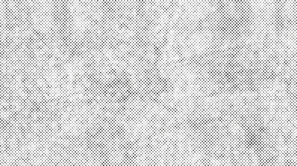 Obraz na płótnie Canvas Black and white halftone dot pattern with distressed grunge texture, vintage newspaper print effect, and grainy noise overlay background