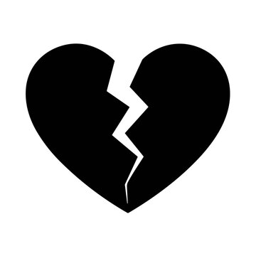 icon silhouette broken hearted vector illustration