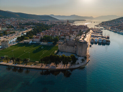 Stunning aerial view of Trogir, Croatia showcasing its rich history and beautiful coastline