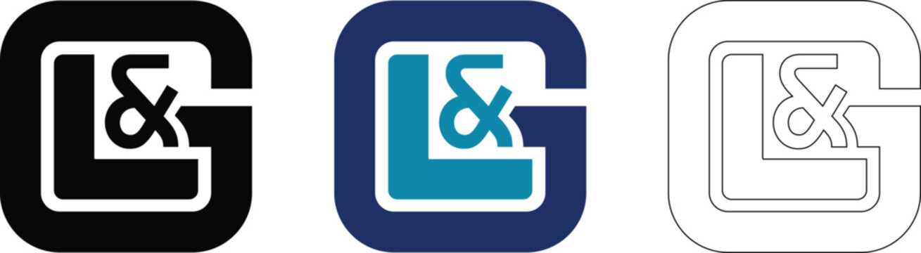 Ampersand and bracket combination icon stylized in blue and black on transparent background symbol glyph pictogram vector graphic design element
