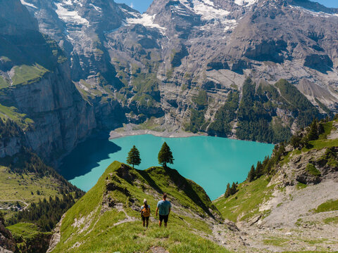 Stunning scenery at Oeschinensee near Kandersteg in Switzerland