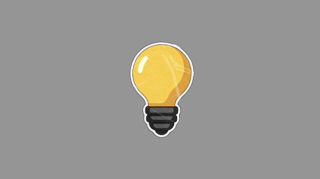 Animated Yellow Light Bulb Rotating on Transparent Background