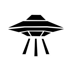 Geometric Flying Saucer UFO Black and White Icon © quinnbrak